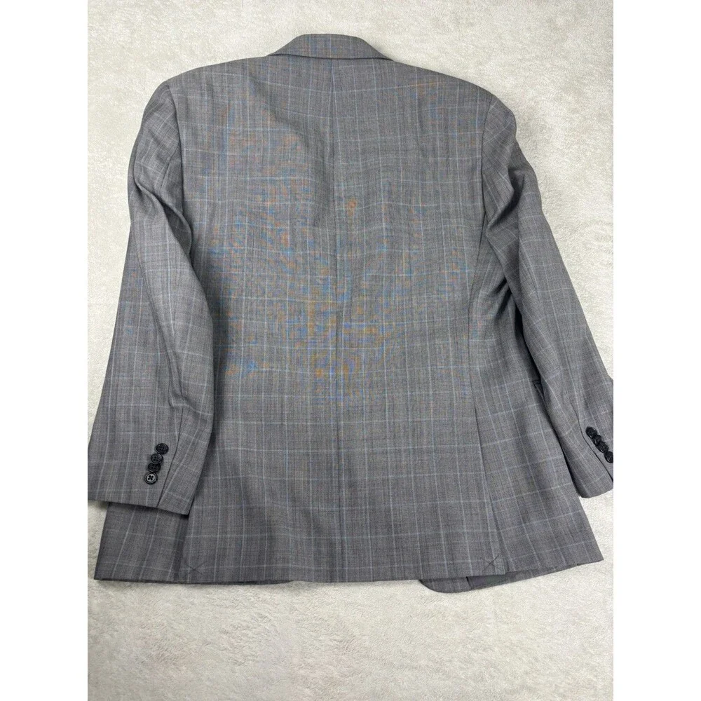 Michael Kors Wool Blend Gray Blue Glen Plaid Two Piece Mens Suit 40S Business